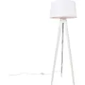 QAZQA Moderne gulvlampe stativ hvit med linjskjerm hvit 45 cm - Tripod Classic