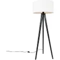 QAZQA Gulvlampe stativ svart med skjerm hvit 50 cm - Tripod Classic