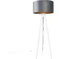 QAZQA Moderne gulvlampe stativ hvit med grå fløyelskjerm 50 cm - Tripod Classic