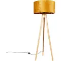 QAZQA Gulvlampe tre med stoffskjerm gull 50 cm - Tripod Classic