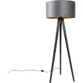 QAZQA Gulvlampe stativ svart med grå skjerm 50 cm - Tripod Classic