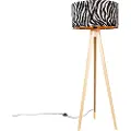 QAZQA Gulvlampe tre med stoffskjerm sebra 50 cm - Tripod Classic
