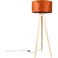 QAZQA Gulvlampe i tre med oransje stoffskjerm 50 cm - Tripod Classic