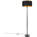 QAZQA Moderne gulvlampe svart med skjerm svart med gull - Simplo