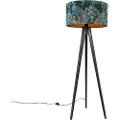 QAZQA Gulvlampe stativ svart med skjerm påfugl 50 cm - Tripod Classic
