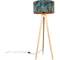 QAZQA Moderne gulvlampe tre stoffskjerm svart påfugl 50 cm - Tripod Classic