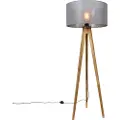 QAZQA Rustikk stativlampe vintage tre med mørk grå skjerm 50 cm - Tripod Classic