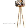 QAZQA Vintage gulvlampe med trebeinsfot og blomstermønster 50 cm - Tripod Classic