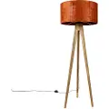 QAZQA Rustikk stativlampe vintage tre med rød skjerm 50 cm - Tripod Classic