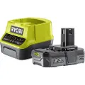 Ryobi 18V 2,0Ah batteri og lader