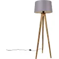 QAZQA Rustikk stativ vintage tre med linjskjerm mørk grå 45 cm - Tripod Classic