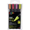 Uni-Ball Paintmarker Uni Posca PC-5M med 4 stk. ass. flourescerende farver