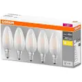 Osram BASE CLASSIC B - LED-lyspære - form: B35 - mattslipt finish - E14 - 4 W (ekvivalent 40 W) - klasse E - varmt hvitt lys - 2700 K (en pakke 5)