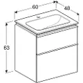 Geberit Møbelsæt iCon smal 2 skuf 60x63 hvid bl