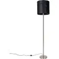 QAZQA Moderne gulvlampe stål med skjerm sort 40 cm - Simplo