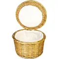 Aps Kurv Ø26x17 cm med Stofindsats Rattan Flet Brun til Æg,stk