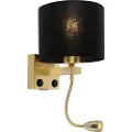 QAZQA Art Deco vegglampe gull med USB og svart skjerm - Brescia