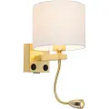 QAZQA Vegglampe gull USB med hvit skjerm - Brescia Combi