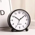 24hShop Tyst Analog Vekkerklokke Rund - Svart