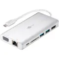 Goobay 49850, USB Type-C, 3.5mm, HDMI, RJ-45, USB 3.2 Gen 1 (3.1 Gen 1) Type-A, USB Type-C, VGA, SD, 5000 Mbit/s, 30 Hz, Sølv