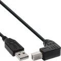 Tecline USB 2.0 AB 200 R/A HiSpeed, 2m, 2 m, USB A, USB B, Hankjønn/hankjønn, Sort