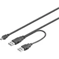 Goobay 0.6 m 2 x USB A/mini USB B, 0,6 m, Mini-USB B, 2 x USB, USB 2.0, Hankjønn/hankjønn, Sort
