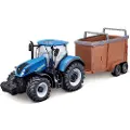 Toymax Traktor m/husdyrhenger N.H.T7.615 10cm blå
