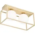 QAZQA Design taklampe gull med hvitt glass 2-lys - Aniek
