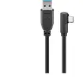 Wentronic USB-C-kabel med vinkel 3m - USB-C/USB-A - Svart