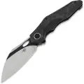 Bestech Nogard - Blackwash + Satin - Black Red Marble CF foldekniv, svart