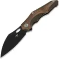 Bestech Nogard - Blackwash - Natural Canvas Micarta foldekniv, bronzed