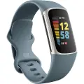 Fitbit Charge 5 - Platina rustfritt stål - aktivitetssporer med uendelighetsbånd - silikon - blått stål - håndleddstørrelse: 130-210 mm - display 1.04 - Bluetooth, NFC