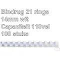 GBC CombBind - 14 mm - 21 ringer - A4 (210 x 297 mm) - 125 ark - hvit - 100 stk plastbindekam - for P/N: 2101435, 4400399, IB271106, IB271717