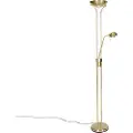 QAZQA Moderne gulvlampe messing med leselampe inkl. LED Dim to Warm - Diva