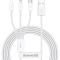 Baseus 3-i-1-ladekabel USB - Lightning + USB-C + microUSB 1,5 m 3,5A