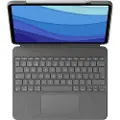 Logitech Combo Touch - Tastatur og folioveske - med styrepute - bakgrunnsbelyst - Apple Smart connector - QWERTY - Storbritannia - Oxford-grå - for Apple 12.9-inch iPad Pro (5. generasjon)