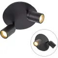 QAZQA Smart moderne spotlight svart inkl. GU10 2-lys IP44 - Ducha