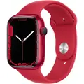 Apple Watch Series 7 (GPS) - (PRODUCT) RED - 45 mm - rød aluminium - smartklokke med sportsbånd - fluorelastomer - rød - båndbredde: Regular - 32 GB - Wi-Fi, Bluetooth - 38.8 g