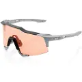 100% 100 % briller 100 % SPEEDCRAFT Soft Tact Stone Grey - HiPER Coral Lens (Coral Lens LT 52 % + Transparent Lens LT 93 %) (NY 2021)