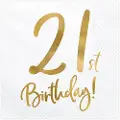Party Deco Servietter 21th birthday, guld