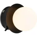 QAZQA Vegglampe sort IP44 med bryter - Cederic