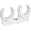 Walraven Tryk rørbøjle dobbel 12 mm, hvid plast, M6 messing gevind