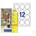 Avery L3416 - Hvit - 60 mm rund 1200 stk (100 ark x 12) runde etiketter