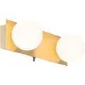 QAZQA Vegglampe gull 28 cm IP44 2-lys med bryter - Cederic