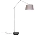QAZQA Moderne gulvlampe stål med skjerm mørk grå 45 cm - Editor
