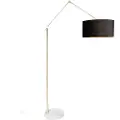 QAZQA Moderne gulvlampe gull fløyelskjerm svart 50 cm - Editor