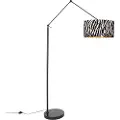 QAZQA Gulvlampe sort med zebra-skjerm 50 cm - Editor