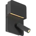 QAZQA Vegglampe sort inkl. LED med USB og leselampe med bryter - Robin