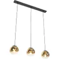 QAZQA Art Deco Hengelampe Sort med Gullglass Avlang 3-lys - Pallon