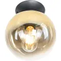 QAZQA Art Deco taklampe sort med gullglass - Pallon
